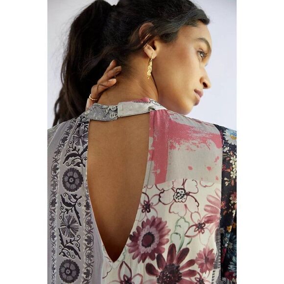 NEW ANTHROPOLOGIE X GEISHA DESIGNS Sz S PRINTED PATCHWORK DRESS - Picture 4 of 4